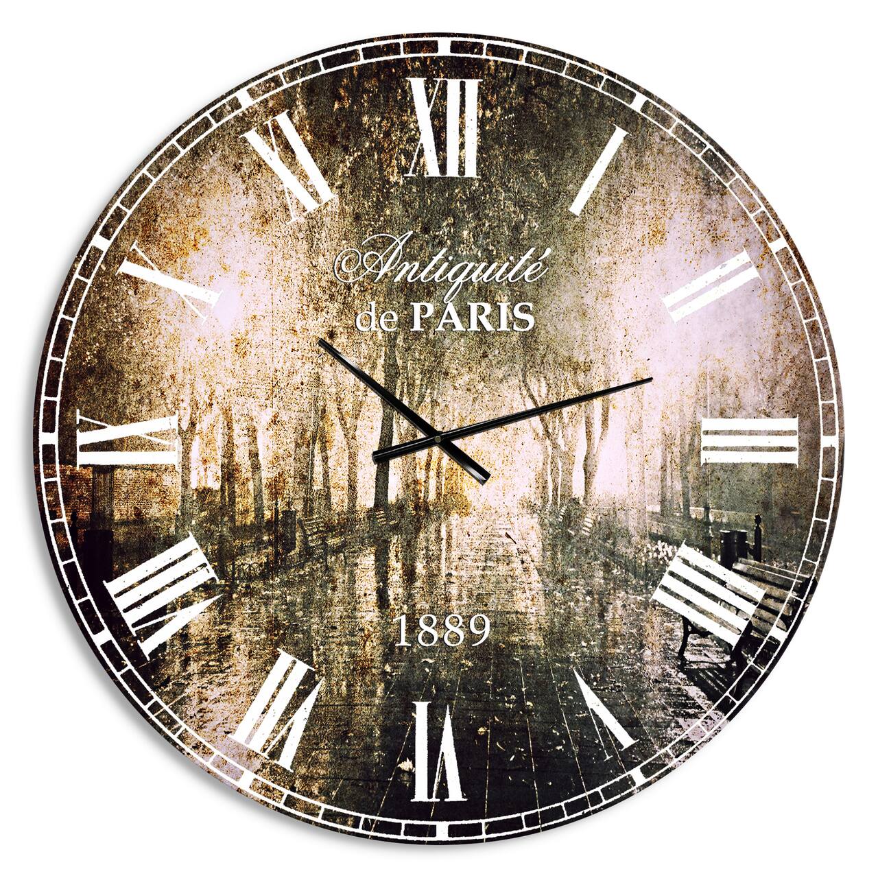 Designart Night Alley with Lights French Country Wall Clock